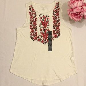 NWT Lucky Brand red embroidered tank